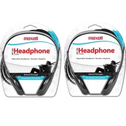 Maxell HP-200 Stereo Headphones, Black, 2/Pack (MAX190318-2)