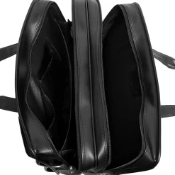 McKlein Clinton P Series Laptop Rolling Briefcase, Black Leather (88445)