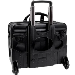 McKlein Clinton P Series Laptop Rolling Briefcase, Black Leather (88445)