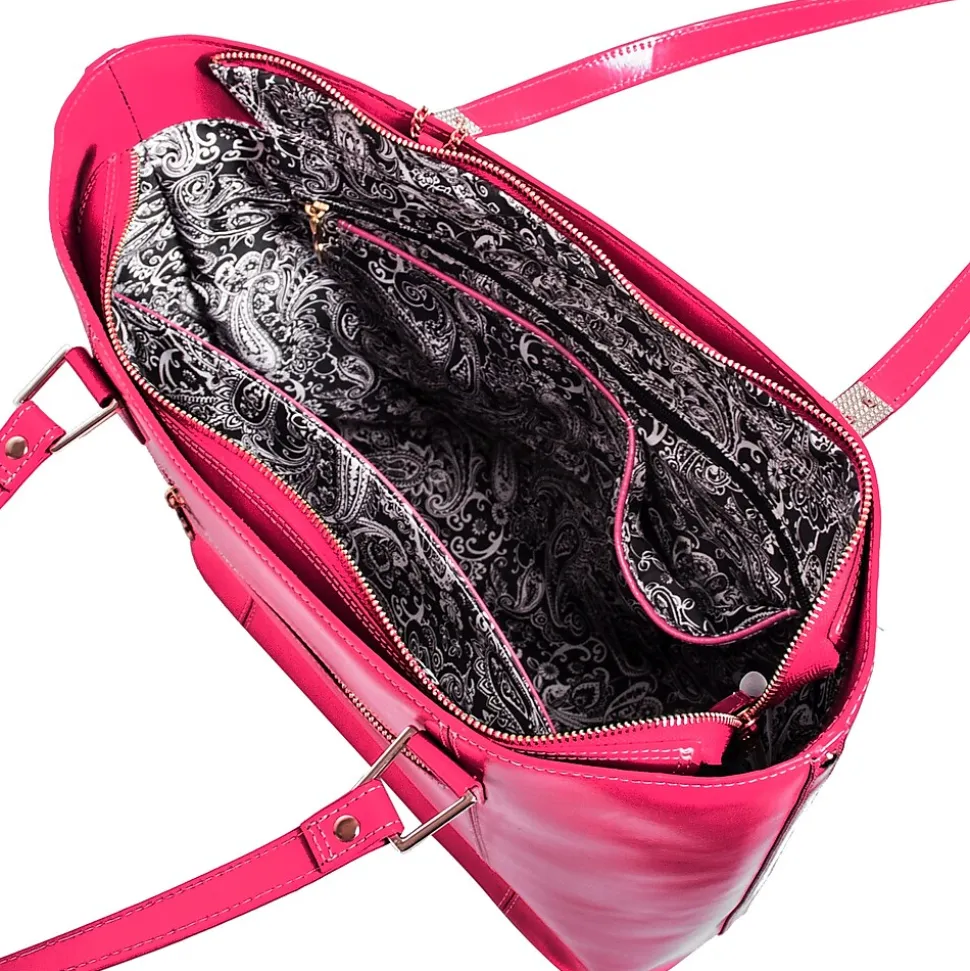 McKlein CRISTINA Fuchsia Genuine Leather Tote with Tablet Pocket, Large (97543)