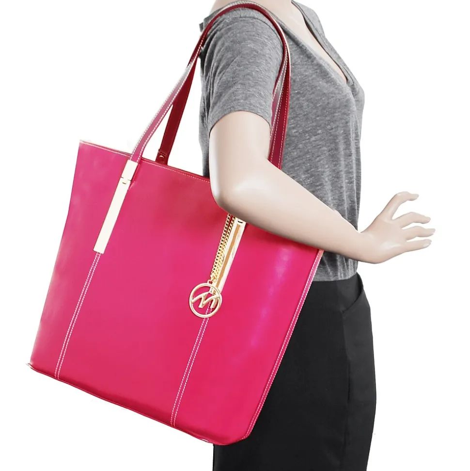 McKlein CRISTINA Fuchsia Genuine Leather Tote with Tablet Pocket, Large (97543)