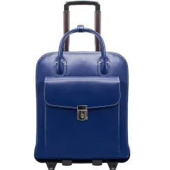 McKlein LA GRANGE W Series Laptop Rolling Briefcase, Navy Genuine Leather (96497)