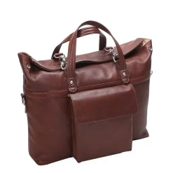 Mcklein Leather Roll Top Laptop Briefcase, Edgefield, Pebble Grain Calfskin Leather, Brown (88754)