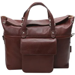 Mcklein Leather Roll Top Laptop Briefcase, Edgefield, Pebble Grain Calfskin Leather, Brown (88754)