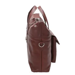 Mcklein Leather Roll Top Laptop Briefcase, Edgefield, Pebble Grain Calfskin Leather, Brown (88754)