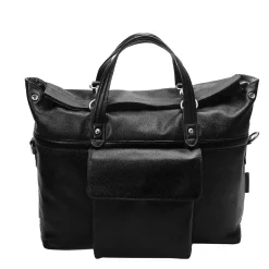 Mcklein Leather Roll Top Laptop Briefcase, Edgefield, Pebble Grain Calfskin Leather, Black (88755)