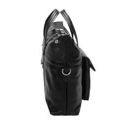 Mcklein Leather Roll Top Laptop Briefcase, Edgefield, Pebble Grain Calfskin Leather, Black (88755)