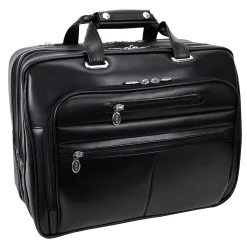 McKlein Limited Edition Laptop Rolling Briefcase, Black Leather (80505C)
