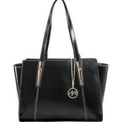McKlein M Series, ALDORA, Genuine Cowhide Leather, Ladies' Tote with Tablet Pocket, Black (97505)