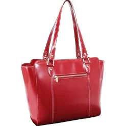McKlein M Series ALICIA Genuine Leather Ladies' Tote with Tablet Pocket, Red (97516)