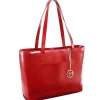 McKlein M Series, ALYSON, Genuine Cowhide Leather, Ladies' Tote with Tablet Pocket, Red (97536)
