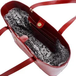 McKlein M Series, ALYSON, Genuine Cowhide Leather, Ladies' Tote with Tablet Pocket, Red (97536)