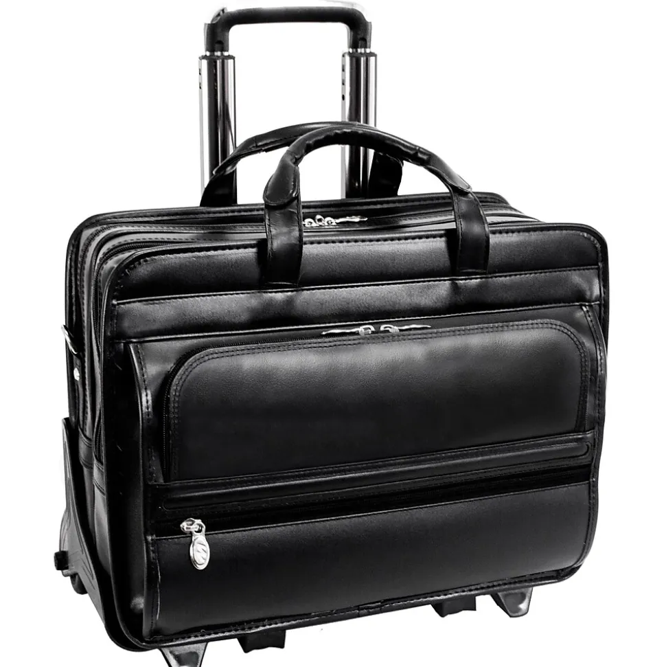 McKlein P Series Laptop Briefcase, Black Leather (86445)