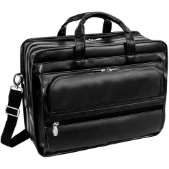 McKlein P Series Laptop Briefcase, Black Leather (86445)