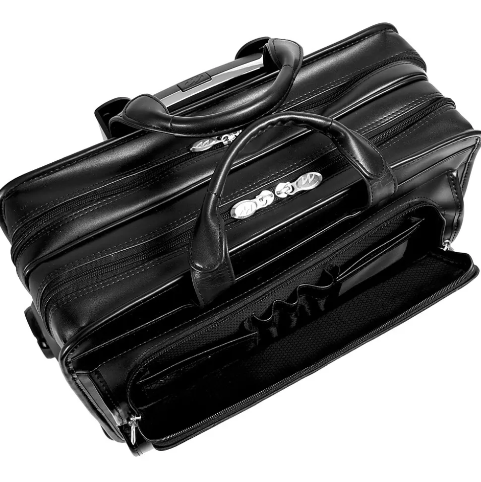 McKlein P Series Laptop Briefcase, Black Leather (86445)