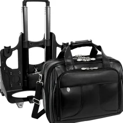 McKlein R Series Laptop Rolling Briefcase, Black Leather (83585)