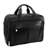 McKlein R Series, PEARSON, Top Grain Cowhide Leather,Expandable Double Compartment Laptop Briefcase, Black (84565)