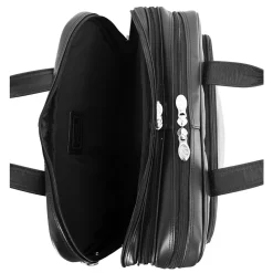 McKlein R Series, PEARSON, Top Grain Cowhide Leather,Expandable Double Compartment Laptop Briefcase, Black (84565)