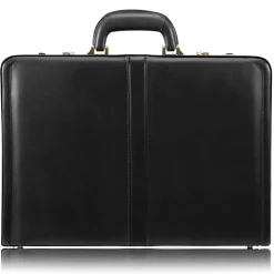 McKlein Reagan Attache Briefcase, Top Grain Cowhide Leather, Black (80445)