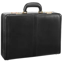 McKlein Reagan Attache Briefcase, Top Grain Cowhide Leather, Black (80445)