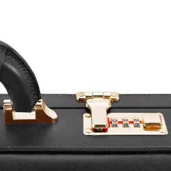 McKlein Reagan Attache Briefcase, Top Grain Cowhide Leather, Black (80445)