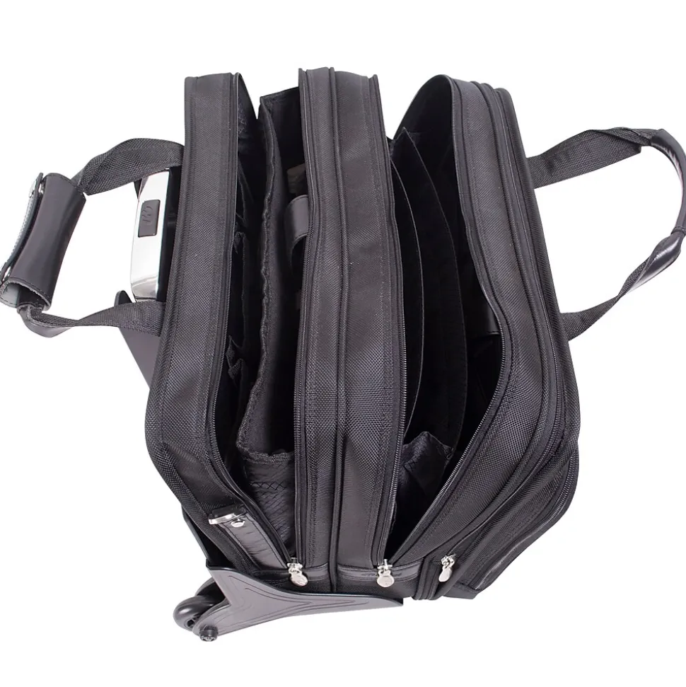 McKlein Roosevelt, Patented Detachable Wheeled Laptop Briefcase, Tech-Lite Ballistic Nylon, Black (74555)