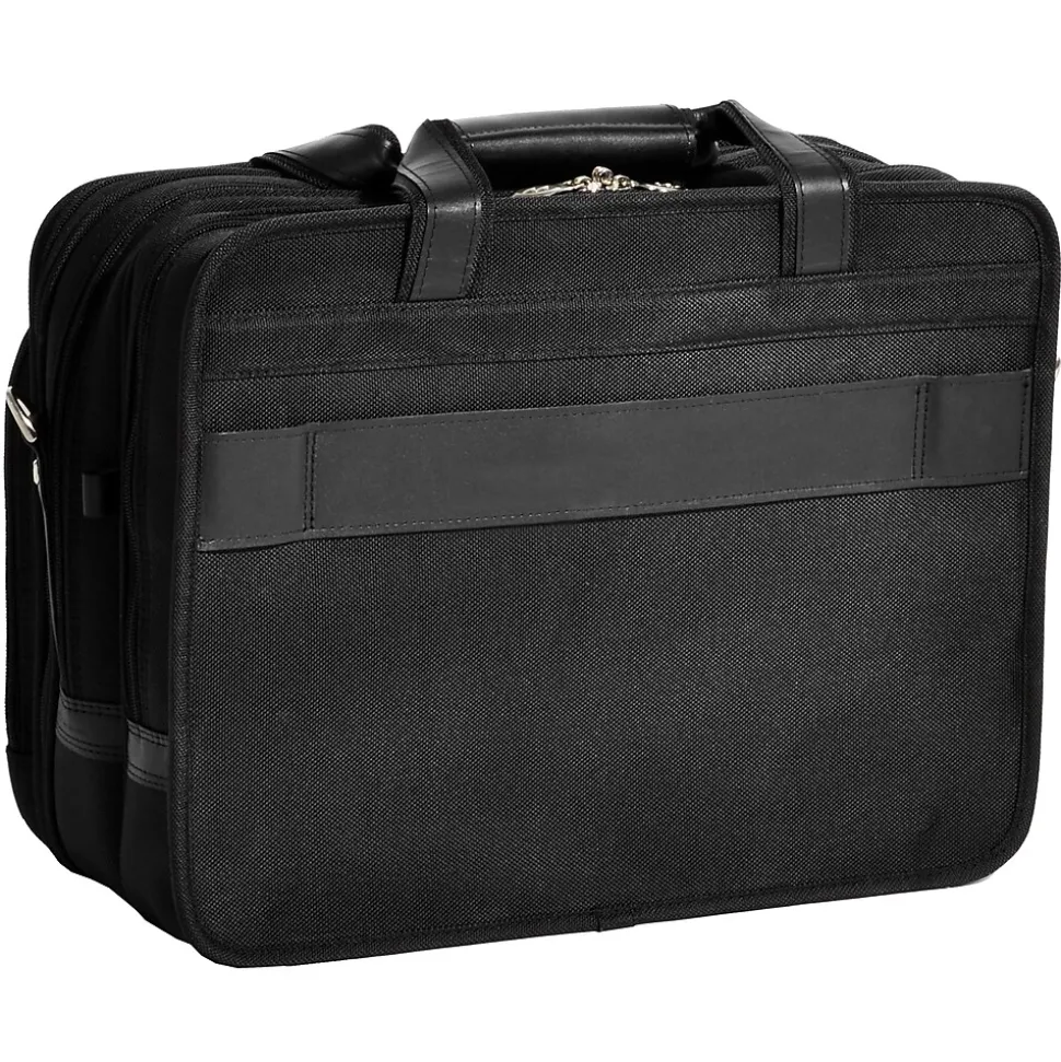 McKlein Roosevelt, Patented Detachable Wheeled Laptop Briefcase, Tech-Lite Ballistic Nylon, Black (74555)