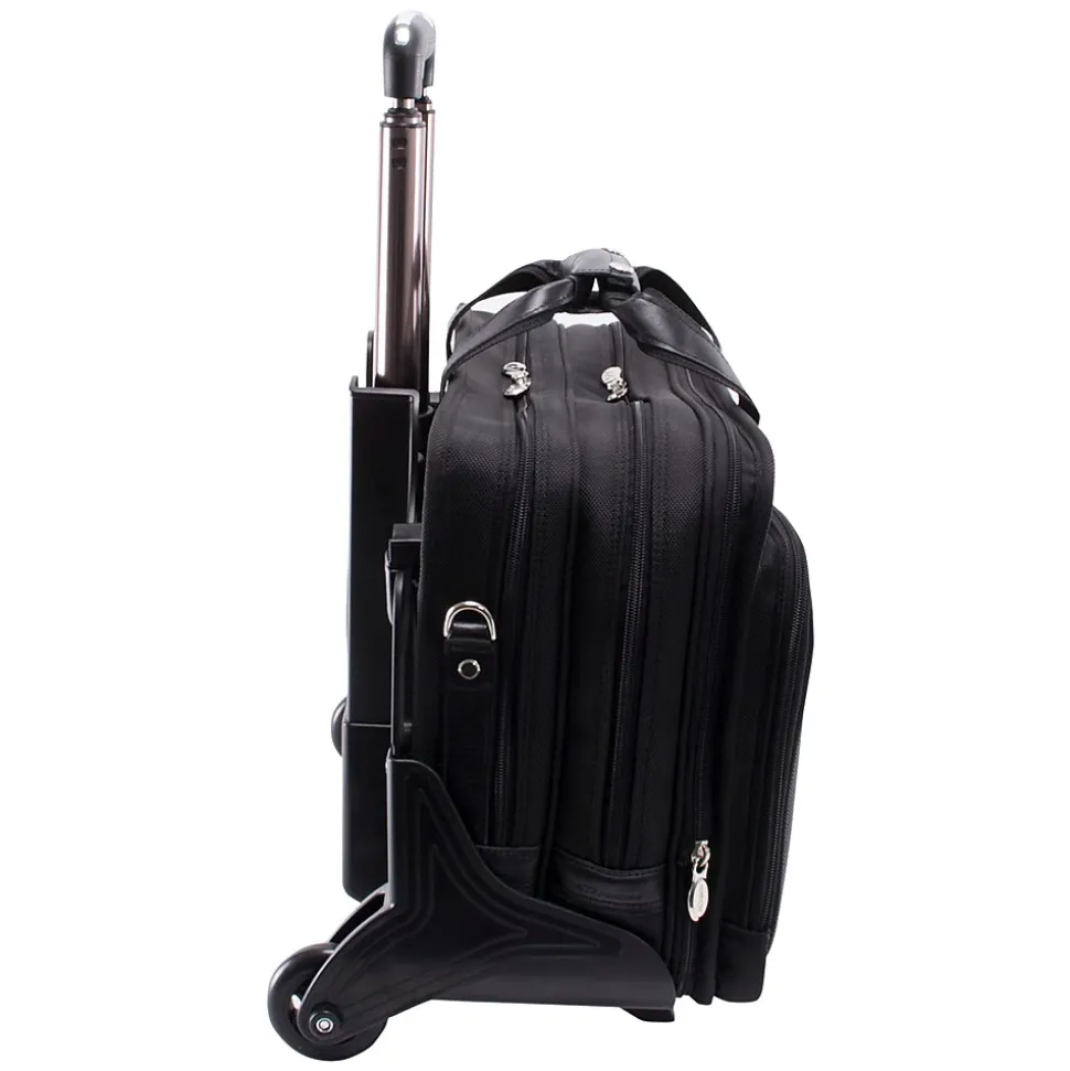 McKlein Roosevelt, Patented Detachable Wheeled Laptop Briefcase, Tech-Lite Ballistic Nylon, Black (74555)