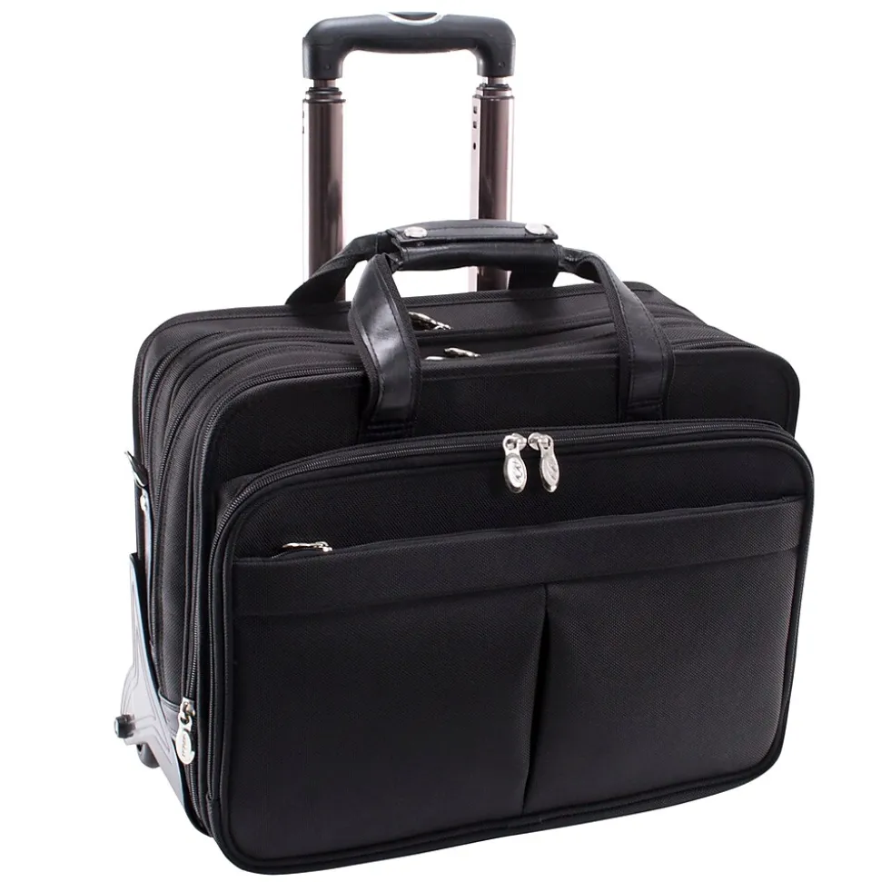 McKlein Roosevelt, Patented Detachable Wheeled Laptop Briefcase, Tech-Lite Ballistic Nylon, Black (74555)