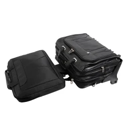 McKlein S Series Laptop Rolling Briefcase, Black Leather (15705)