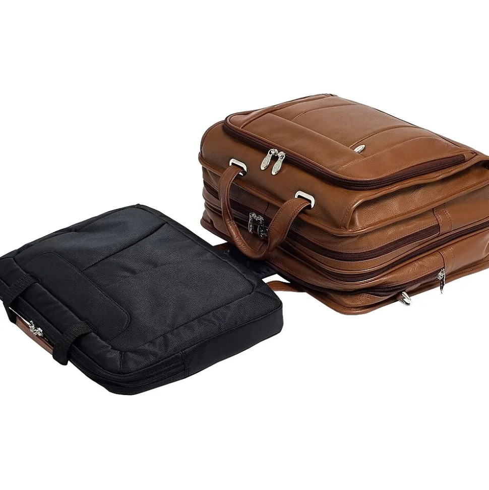McKlein S Series, RIVER WEST, Pebble Grain Calfskin Leather, Fly-Through Checkpoint-Friendly Laptop Briefcase, Brown (15714)