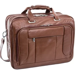 McKlein S Series, WEST TOWN, PebbleGrain Leather, Checkpoint-Friendly Detachable Wheeled Laptop Briefcase, Brown (15704)