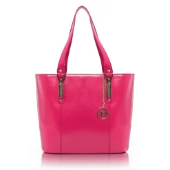 McKlein SAVARNA Fuchsia Genuine Leather Tote with Tablet Pocket, Large (97573)