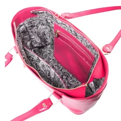 McKlein SAVARNA Fuchsia Genuine Leather Tote with Tablet Pocket, Large (97573)