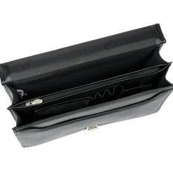 McKlein V Series, LEXINGTON, Top Grain Cowhide Leather,Flapover Double Compartment Briefcase, Black (83545)