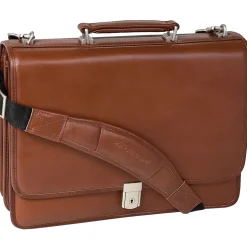 McKlein V Series, LEXINGTON, Top Grain Cowhide Leather,Flapover Double Compartment Briefcase, Brown (83544)