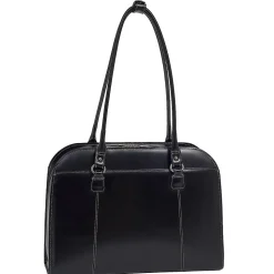 McKlein W Series Laptop Briefcase, Black Trimmed In Sand Leather (96525)