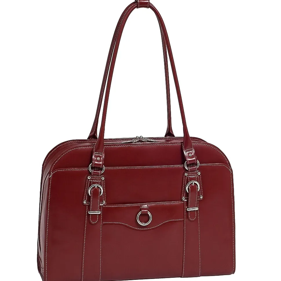 McKlein W Series Laptop Briefcase, Red Trimmed In Sand Leather (96526)
