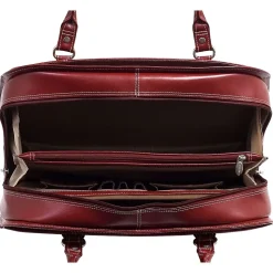 McKlein W Series Laptop Briefcase, Red Trimmed In Sand Leather (96526)