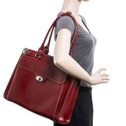 McKlein W Series Laptop Briefcase, Red Leather (94836)