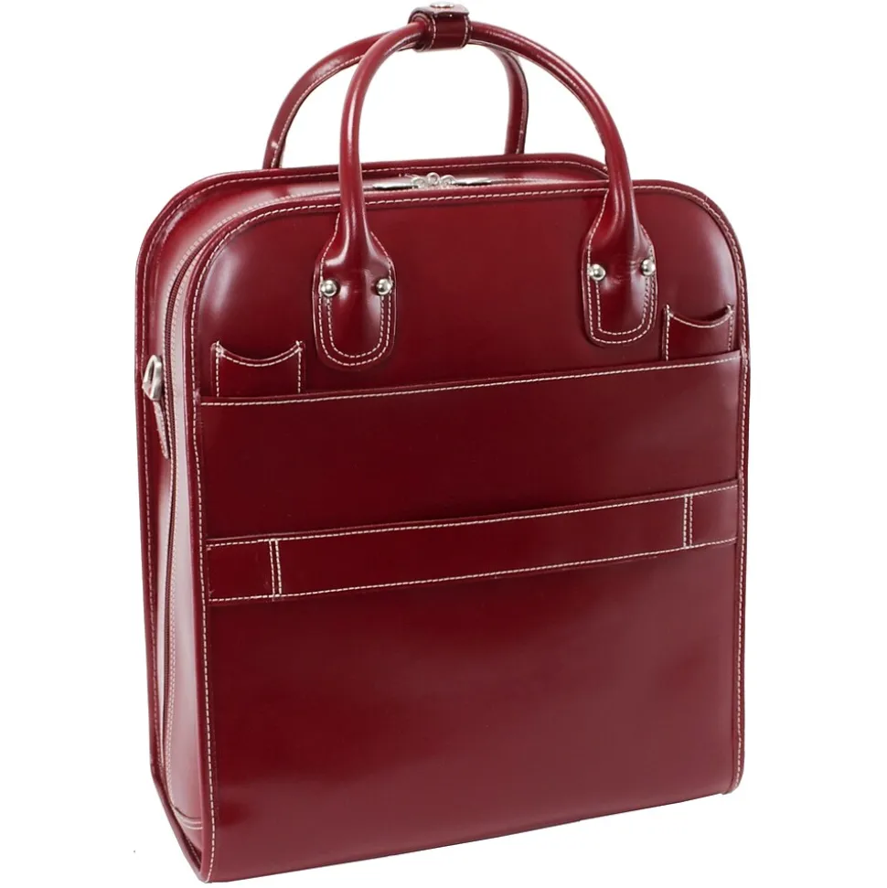 McKlein W Series Laptop Roller, Red Trimmed In Sand Leather (96496)