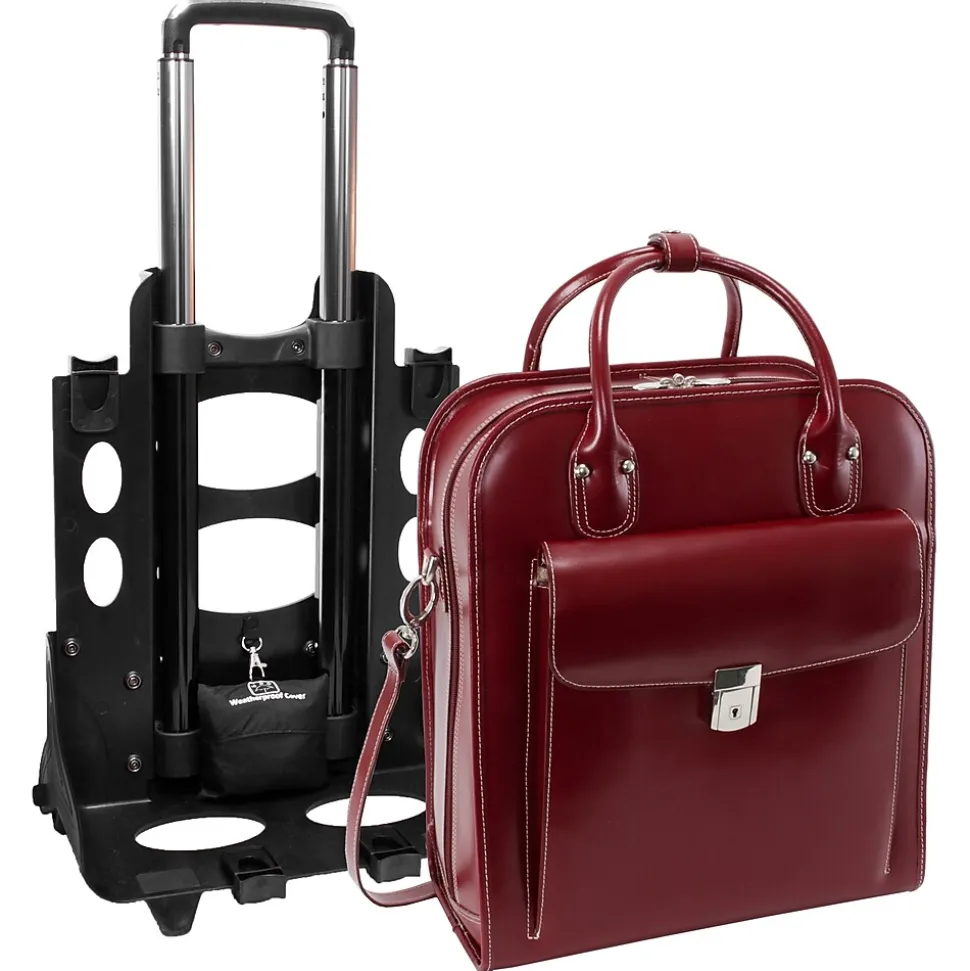 McKlein W Series Laptop Roller, Red Trimmed In Sand Leather (96496)