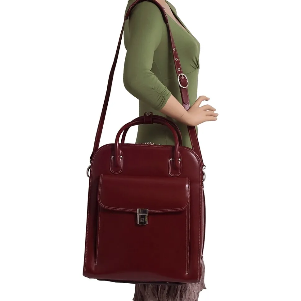 McKlein W Series Laptop Roller, Red Trimmed In Sand Leather (96496)