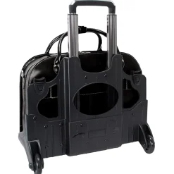 McKlein W Series, ROSEVILLE, Genuine Cowhide Leather, Checkpoint-Friendly Detachable Wheeled Laptop Briefcase, Black (96645)