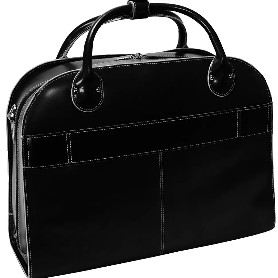 McKlein W Series, ROSEVILLE, Genuine Cowhide Leather, Checkpoint-Friendly Detachable Wheeled Laptop Briefcase, Black (96645)