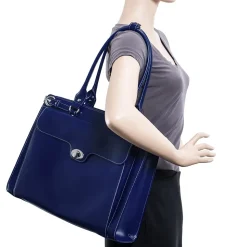 McKlein WINNETKA W Series Laptop Briefcase, Navy Genuine Leather (94837)