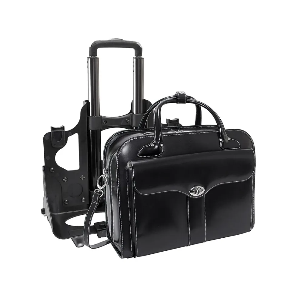 McKleinUSA Berkeley W Series Leather Rolling Briefcase, Black (97045)
