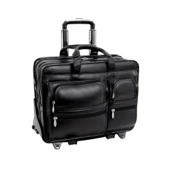 McKleinUSA CLINTON 17" Leather Rolling Laptop Bag, Brown (88444)