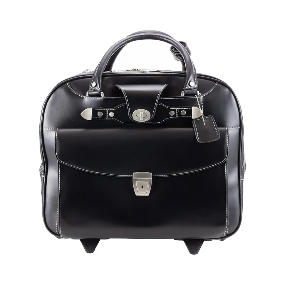 McKleinUSA DENALI 15" Leather Rolling Laptop Bag, Black (99705)