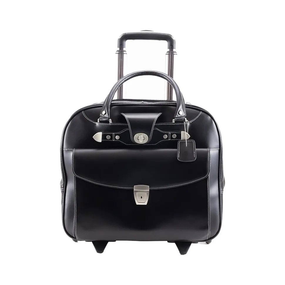 McKleinUSA DENALI 15" Leather Rolling Laptop Bag, Black (99705)